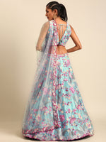 Thumbnail for House of Panchhi Turquoise Blue Organza Sequins And Zarkan Embroidery Lehenga Choli & Dupatta - Distacart