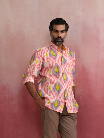 trueBrowns Men's Lime Ikat Print Cotton Shirt - Distacart