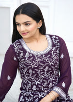 Thumbnail for Teeya Creation Wine Color Faux Georgette Silk Heavy Embroidery Work Fully Stitched Salwar Suit - Distacart