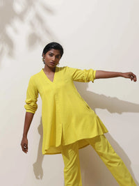 Thumbnail for trueBrowns Lime Cotton Linen Co-Ord Set