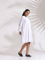 Thumbnail for trueBrowns White Cotton Schiffli Short Dress