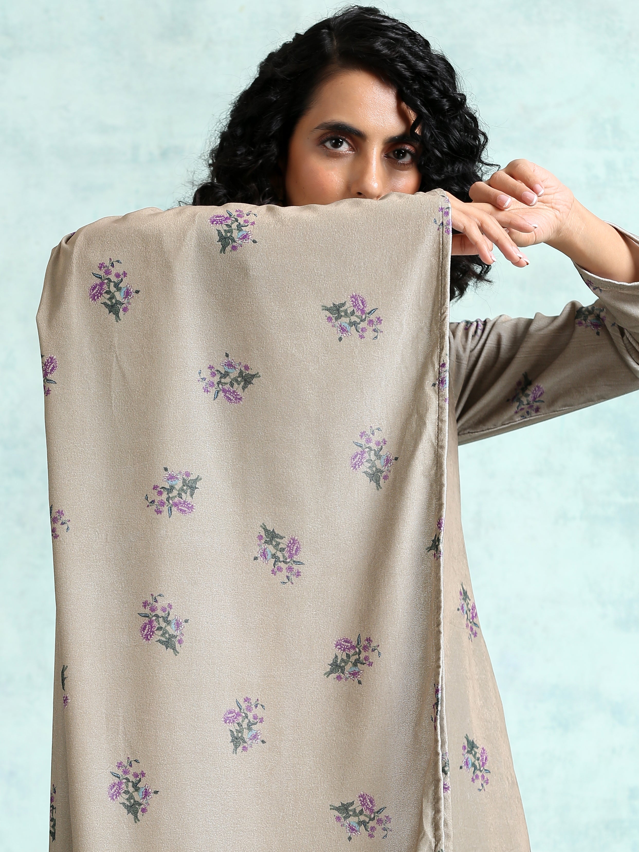 trueBrowns Sage Printed Velvet Shawl - Distacart