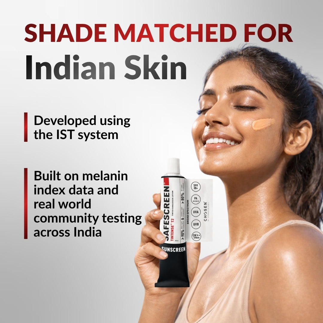 Chosen Tintense Buff Shade Tinted Mineral Sunscreen SPF 50+ Pa++++ 8-Hour Water Resistance, No White Cast - Dista