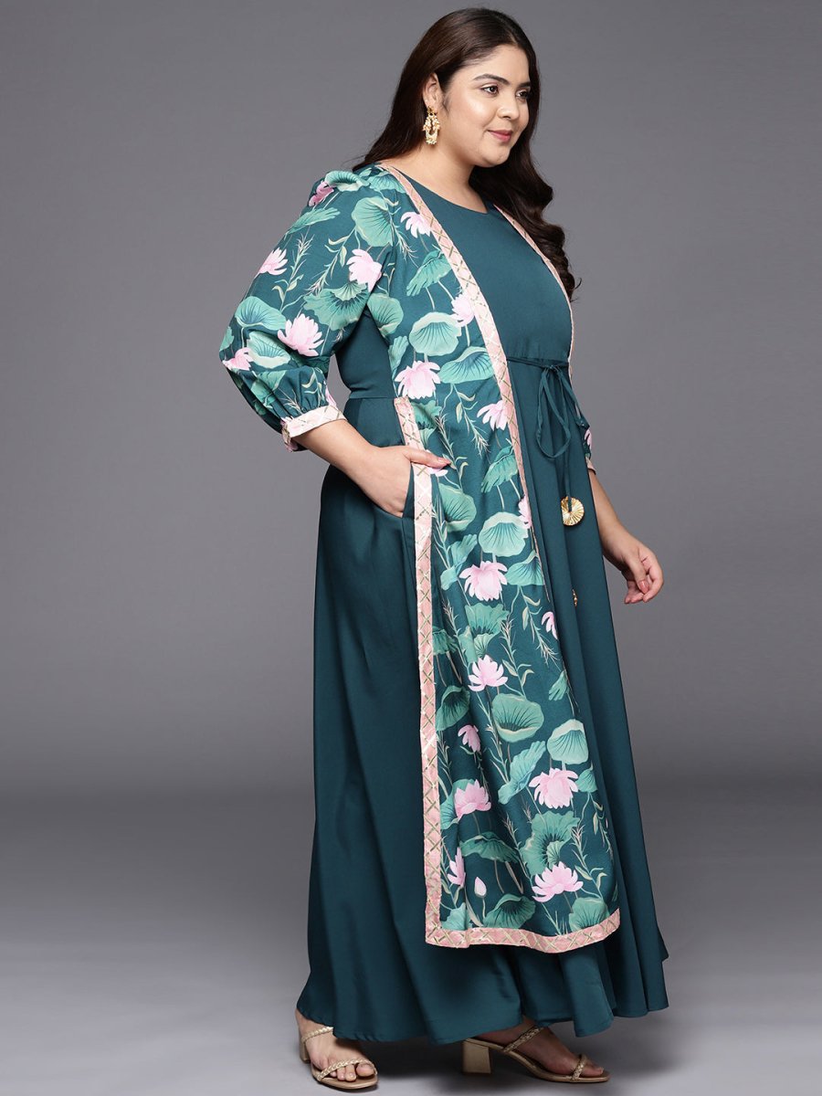 Ahalyaa Plus Size Round neck Maxi Ethnic Dress - Distacart