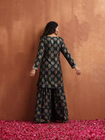 Thumbnail for trueBrowns Green Foil Print Sharara Set