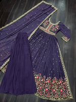 Thumbnail for Anaita Violet Georgette Readymade Suit with Embroidery & Sequence Work - Dista