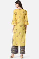 Thumbnail for Ahika Yellow Cotton Ethnic Motifs Kurta Set - Distacart