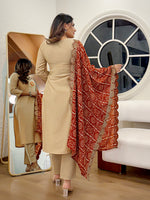 Thumbnail for The52 Women's Gorgeous Viscose Embroidery Straight Kurta with Pant And Dupatta Set