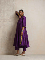 Thumbnail for trueBrowns Purple Silk Anarkali Flared Kurta Set - Distacart