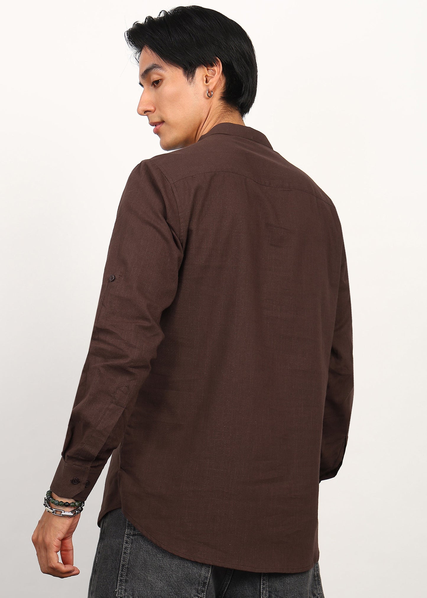 Fabmade Cocoa Drift Linen Short Kurta - Distacart