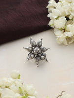 Thumbnail for trueBrowns Silver Tone Floral Ring - Distacart