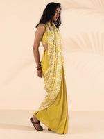 Thumbnail for trueBrowns Lime Muslin Ikat Saree