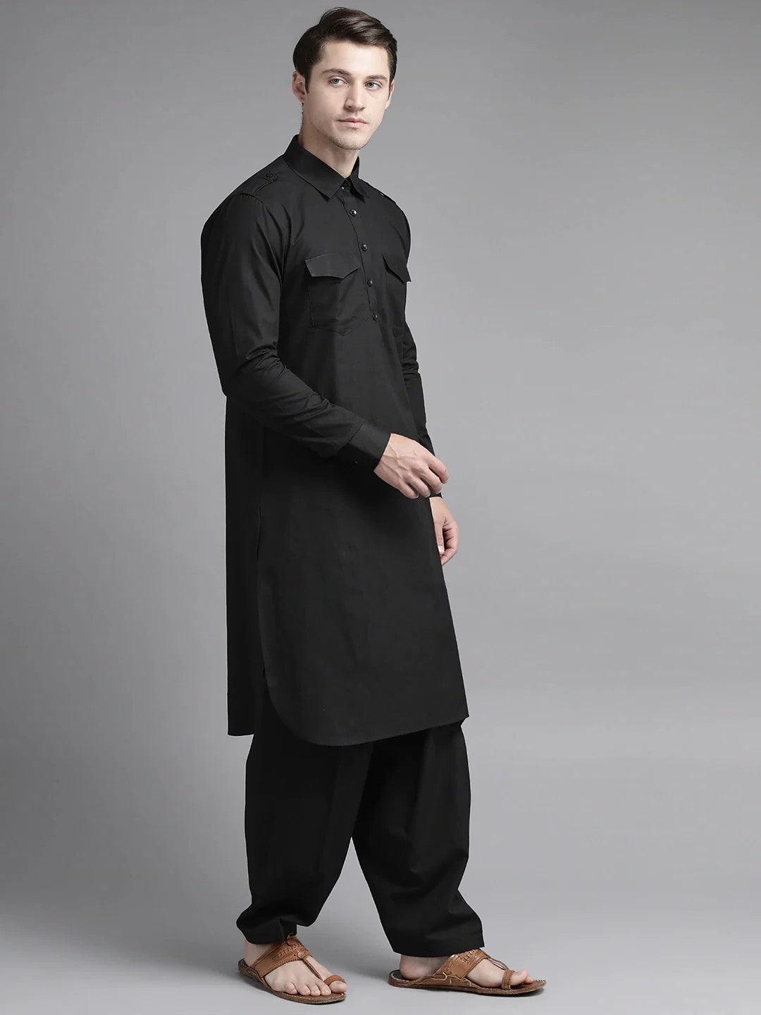 Fabmade Z Black Pathani Suit