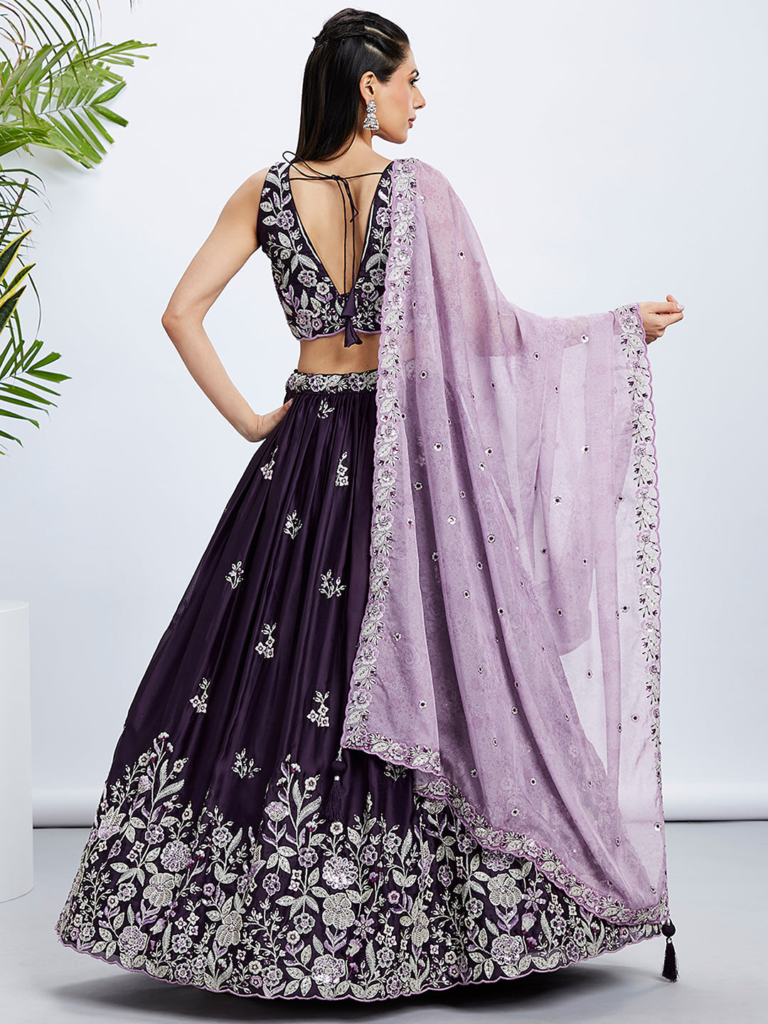 House of Panchhi Cream Net Cutdana, Sequins And Zarkan Embroidery Lehenga Choli & Dupatta - Distacart