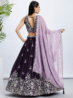 Thumbnail for House of Panchhi Cream Net Cutdana, Sequins And Zarkan Embroidery Lehenga Choli & Dupatta - Distacart