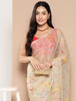 Thumbnail for Ahalyaa Floral Printed Poly Chiffon Saree - Distacart