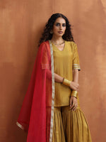 Thumbnail for trueBrowns Gold Tissue Sharara Dupatta Set