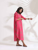 Thumbnail for trueBrowns Pink Cotton Print A-line Dress