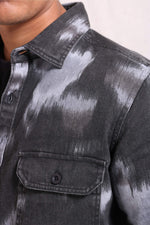 Thumbnail for Xkind Light Blue Printed Denim Shacket
