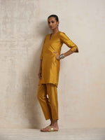 Thumbnail for trueBrowns Gold Silk Kurta Co-ord Set