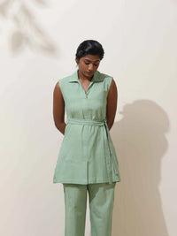 Thumbnail for trueBrowns Mint Green Cotton Linen Co-Ord Set