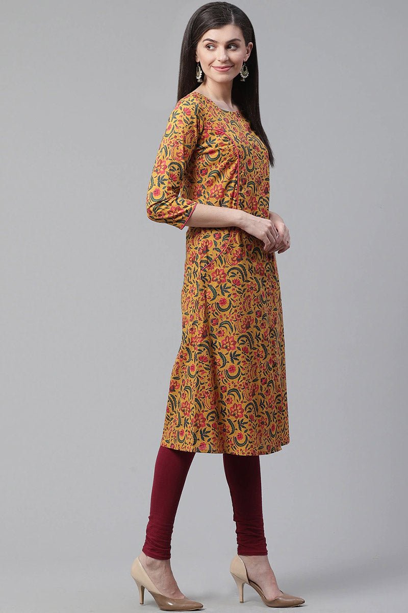 Ahika Women Cotton Trendy Festive Wear Orange Printed Kurti - Distacart