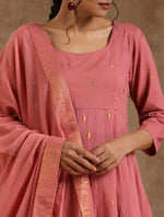 Thumbnail for trueBrowns Blush Gold Cotton Anarkali Set - Distacart
