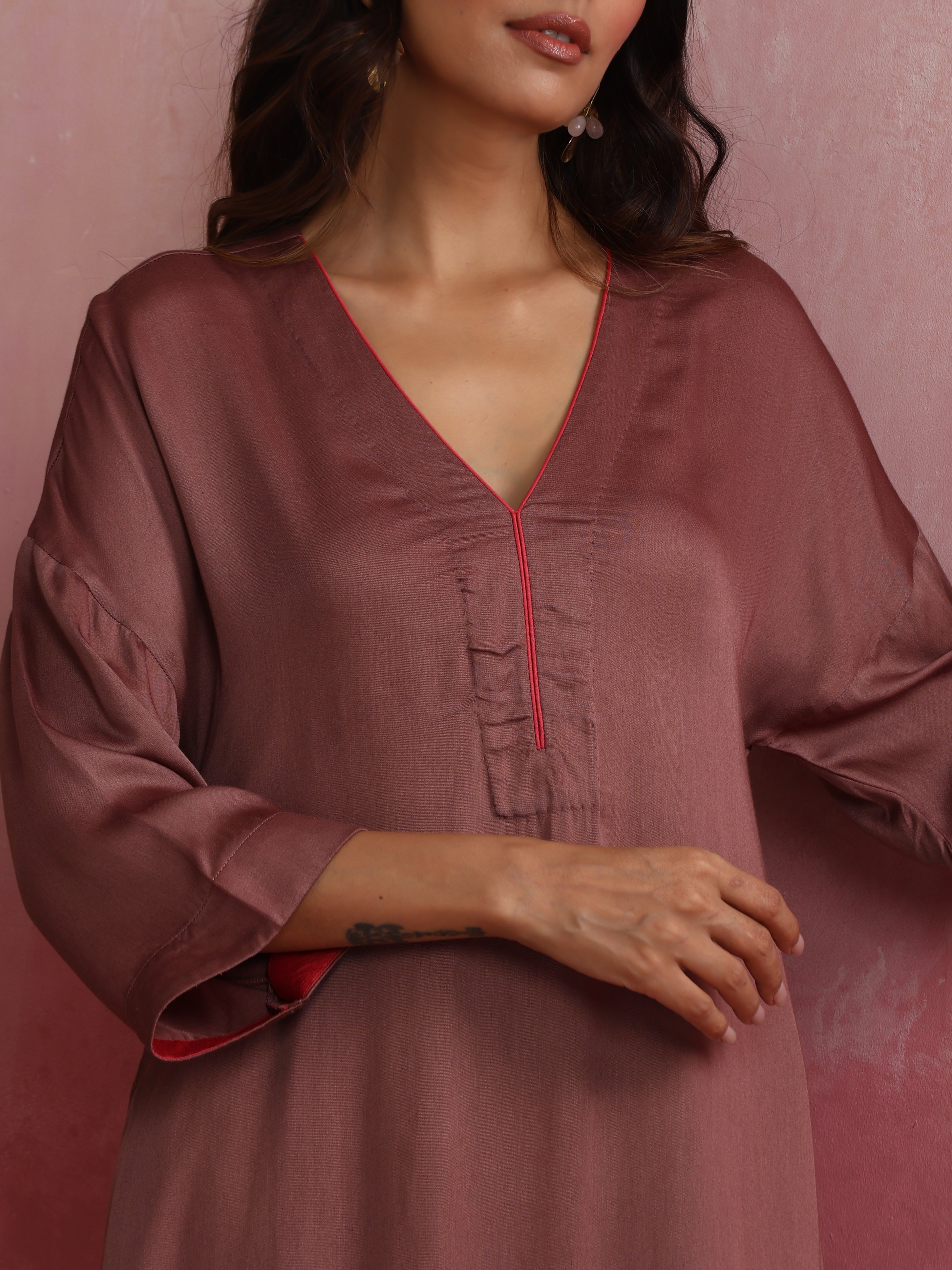 trueBrowns Brown Modal High low Kurta Set