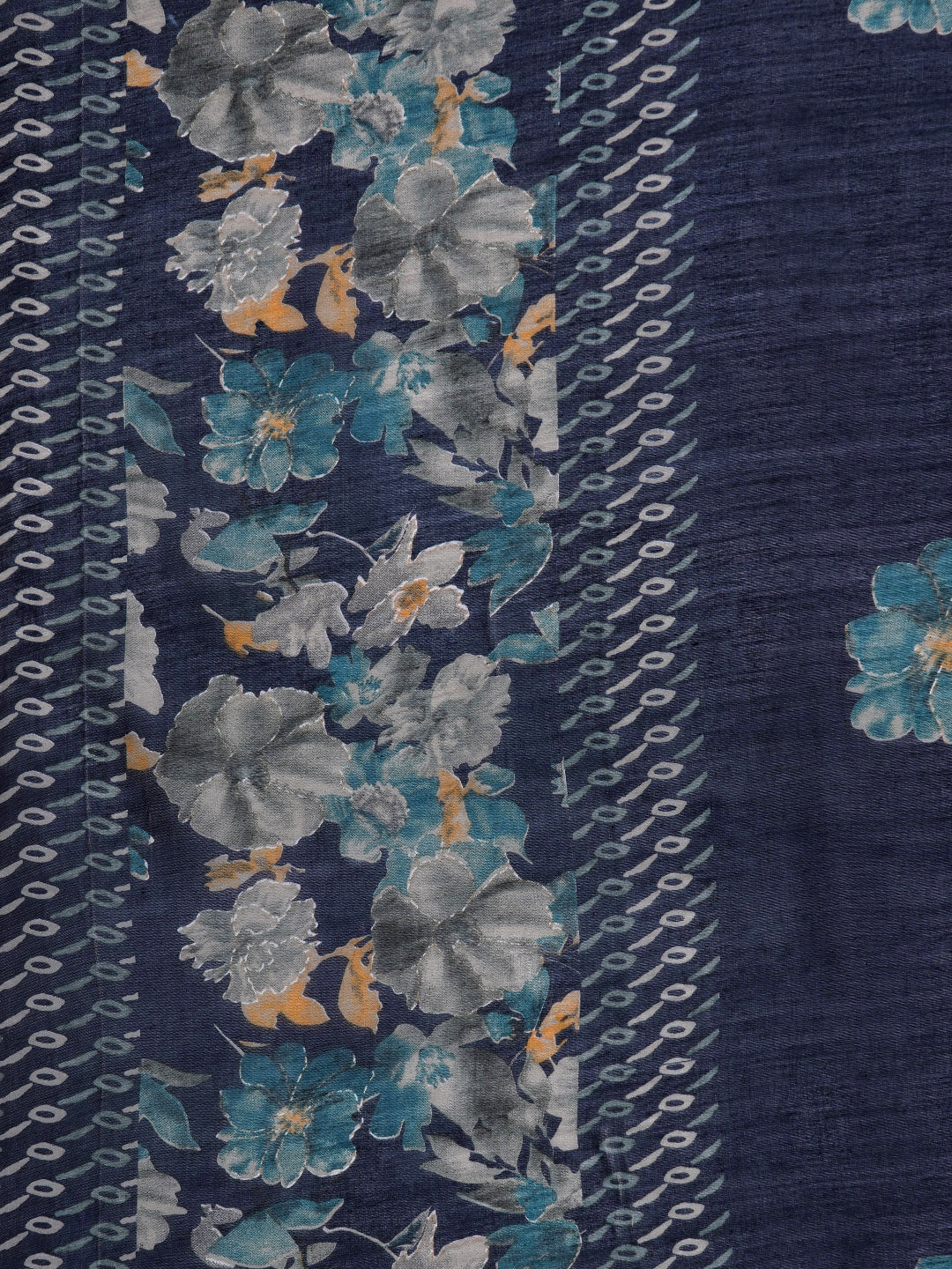 Varanga Women Blue Floral Print And Embroidered Kurta With Bottom And Dupatta - Distacart