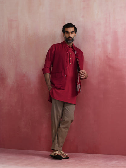 trueBrowns Men's Maroon Ikat Print Cotton Reversible Nehru Jacket - Distacart