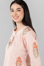 Thumbnail for Ahika Pink Cotton Striped Night Suit - Distacart