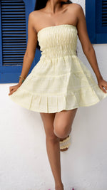 Thumbnail for Noroke Linen Embroidered Mini Tiered Dress - Green - Distacart