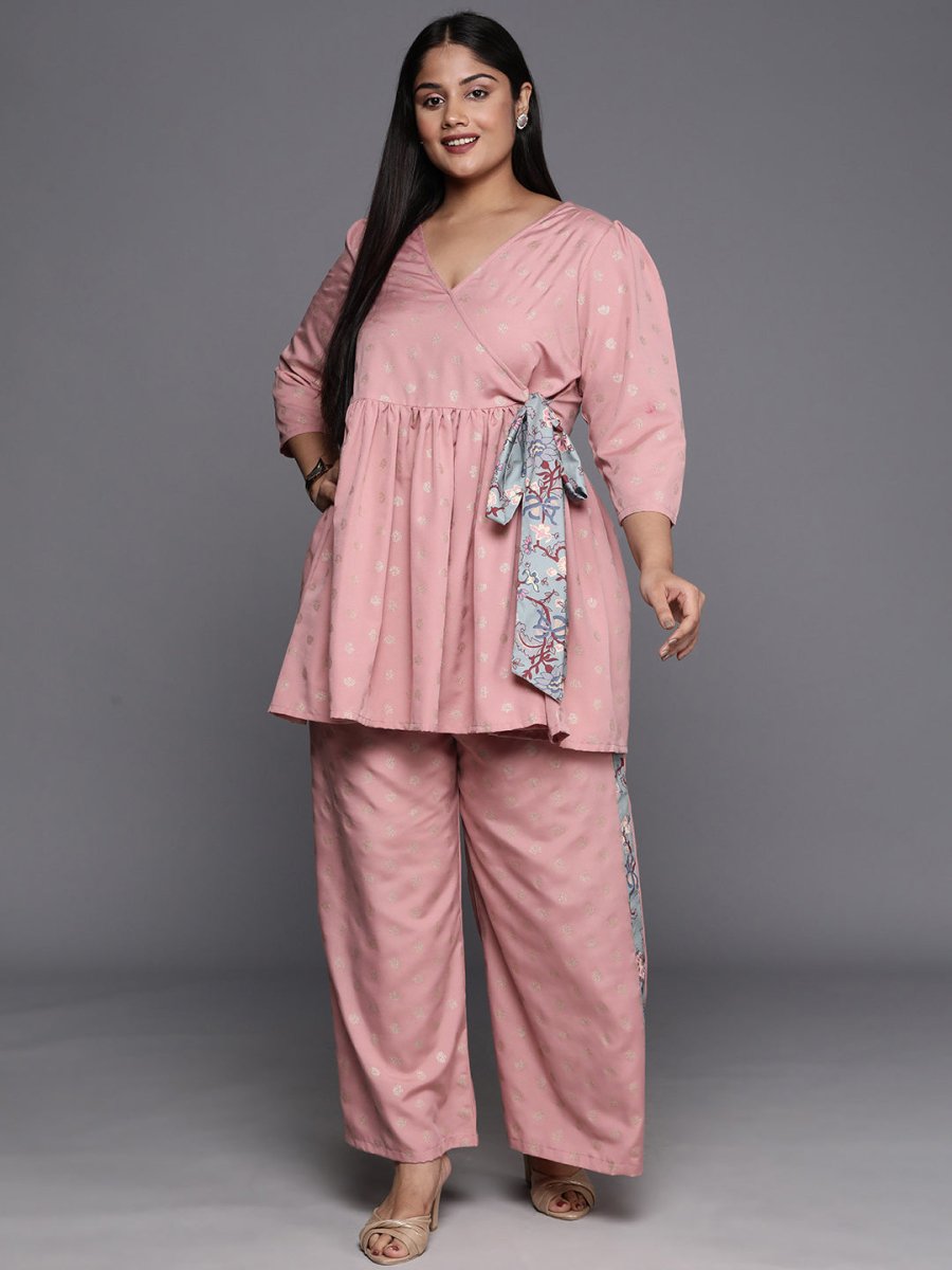 Ahalyaa Plus Size Ethnic Printed Wrap Tunic with Palazzos - Distacart