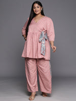 Thumbnail for Ahalyaa Plus Size Ethnic Printed Wrap Tunic with Palazzos - Distacart