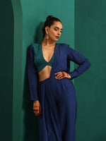 Thumbnail for trueBrowns Blue Silk Palazzo Stitched Saree - Distacart