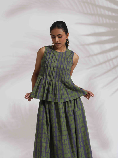 trueBrowns Grey Cotton Skirt Co-ord Set - Distacart