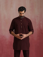 Thumbnail for trueBrowns Men's Cola Cotton Mandarin Collar Kurta Co-ord set