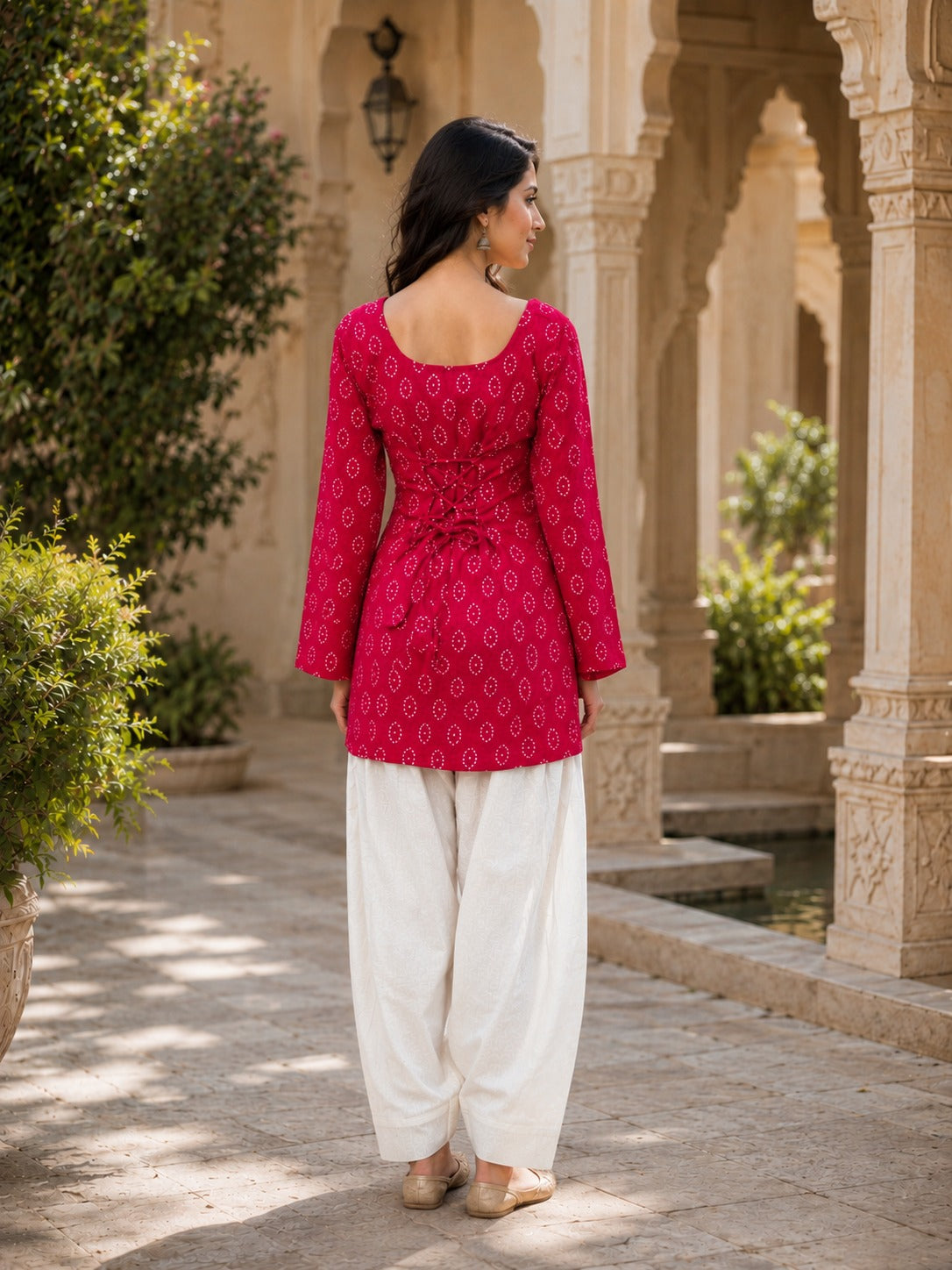 Anaita Red Cotton Readymade Suit with Digital Print - Dista
