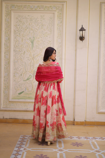 Anaita Pink Silk Readymade Anarkali Suit with Embroidery & Sequence Work - Dista