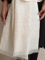 Thumbnail for trueBrowns Ivory Gold Woollen Stole