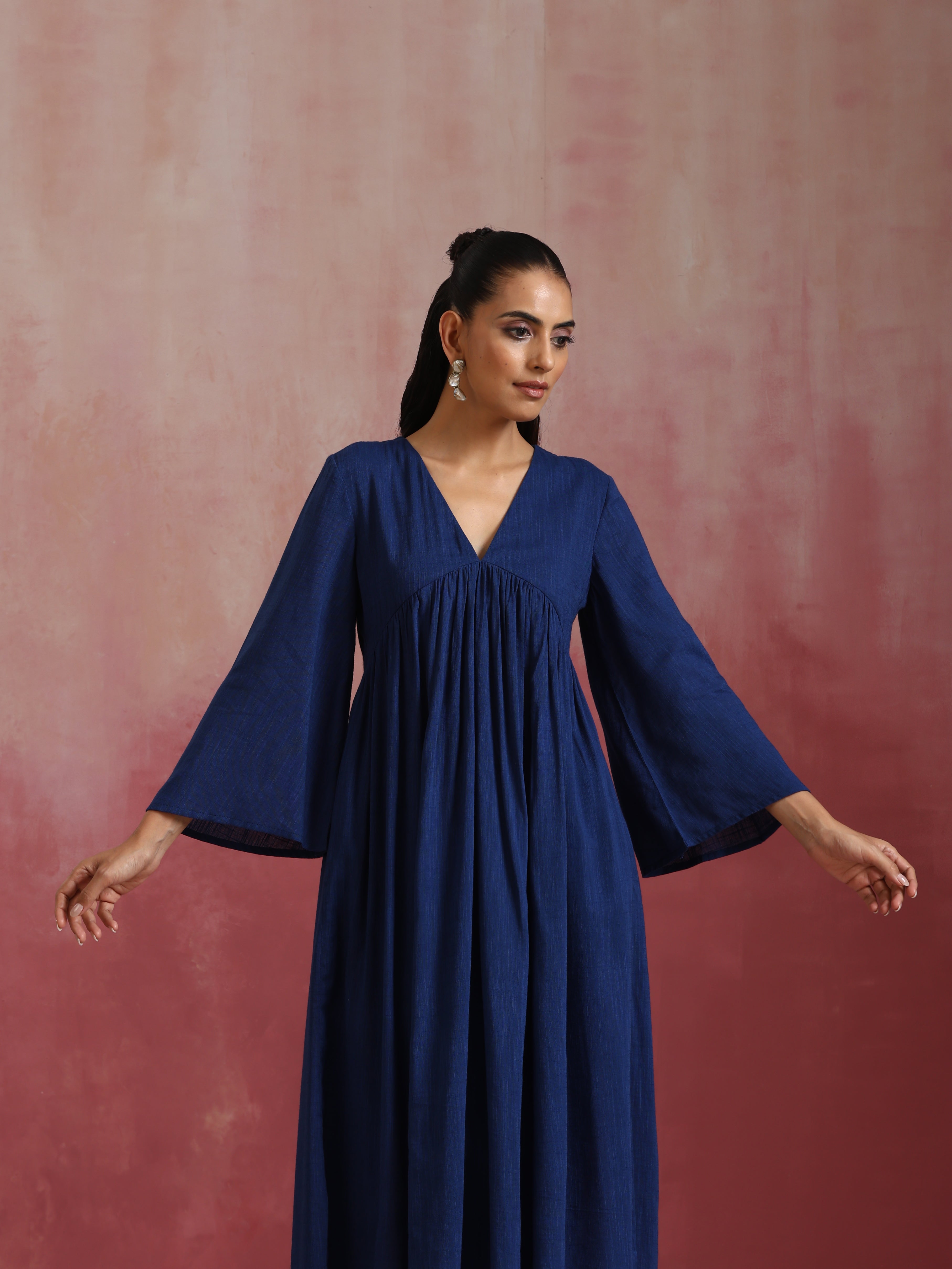 trueBrowns Blue Cotton Dobby Kurta Set - Distacart