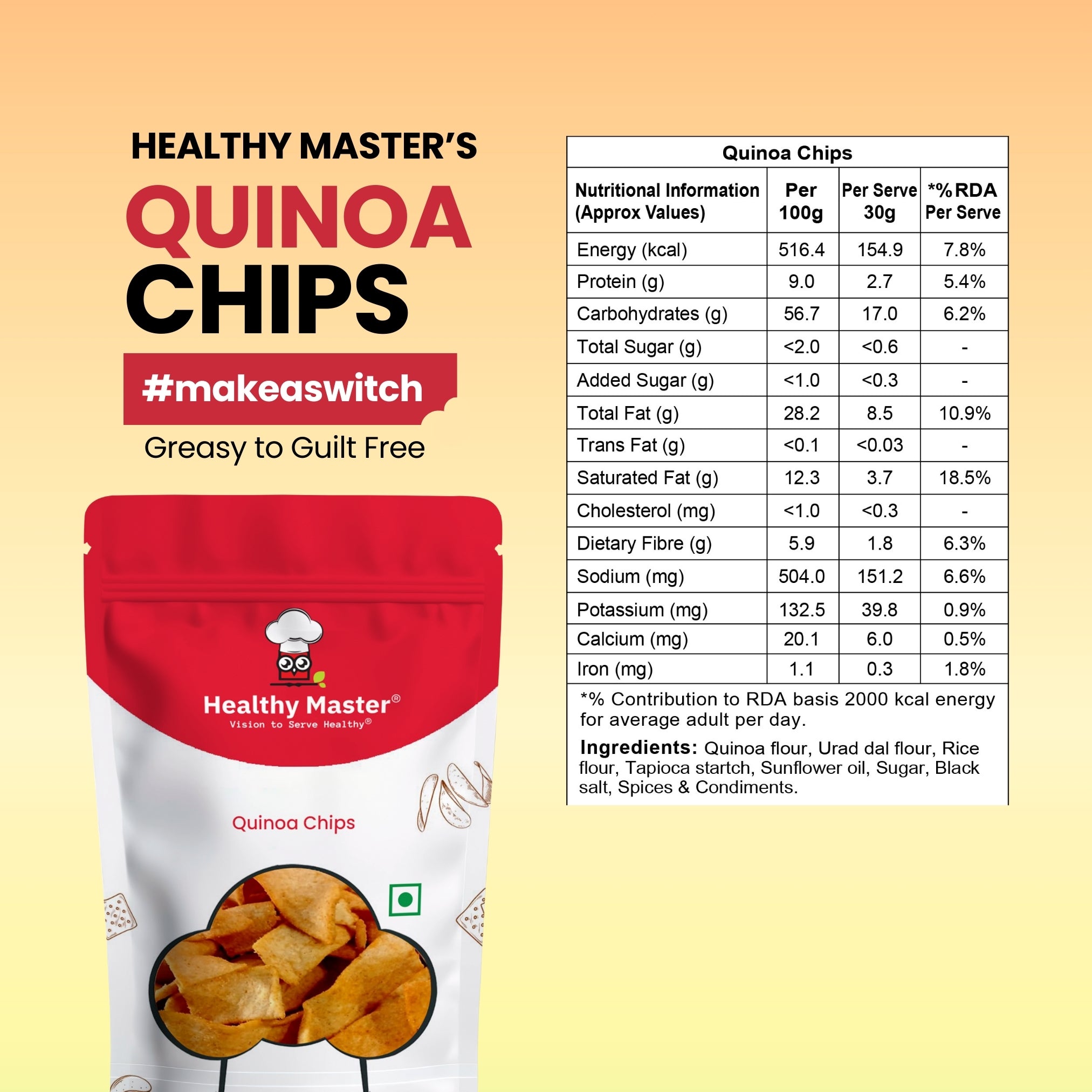 Healthy Master Light & Crispy Quinoa Chips | Millet Chips - Distacart