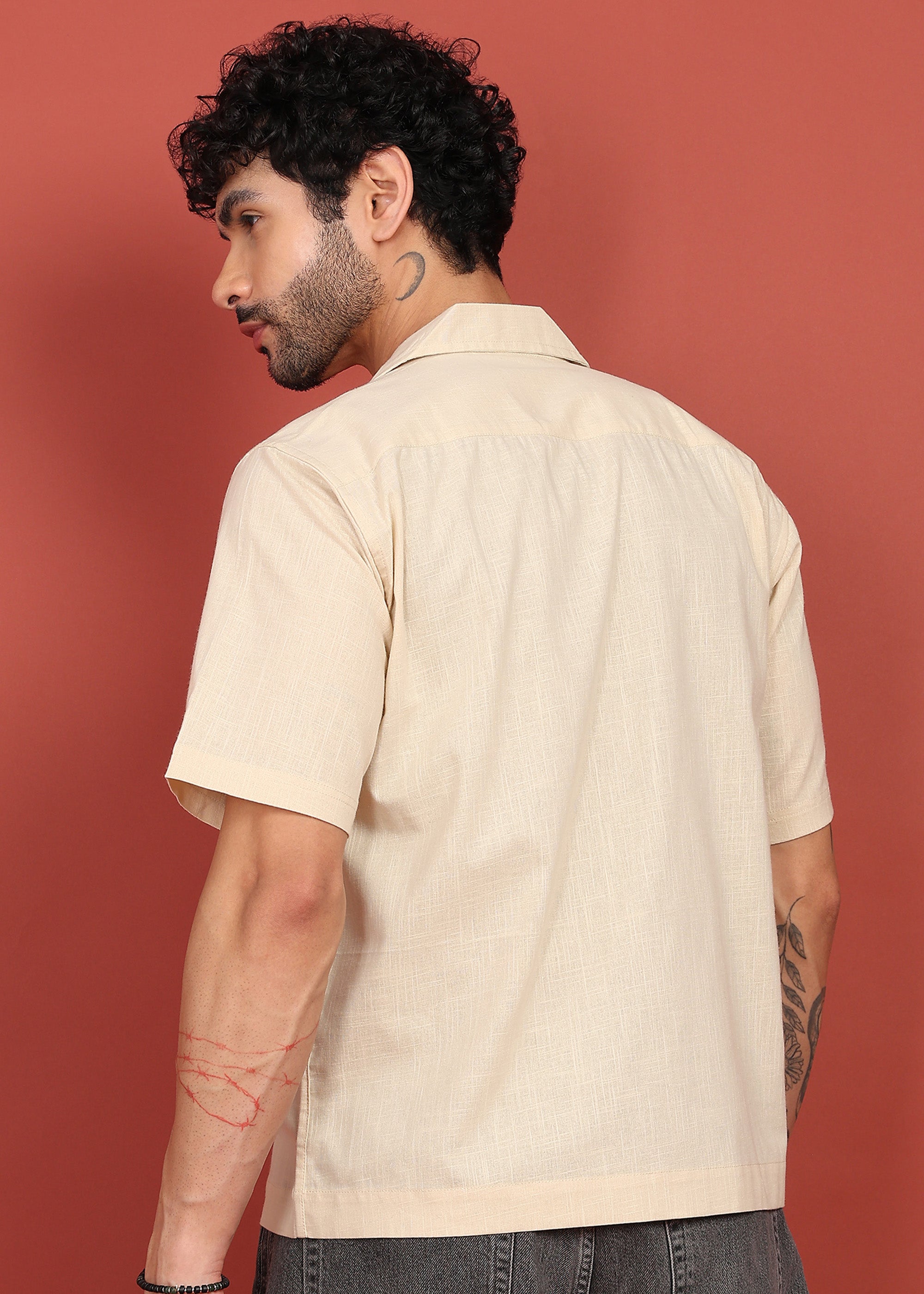 Fabmade Regular Fit Plain Shirt Otago - Beige - Distacart