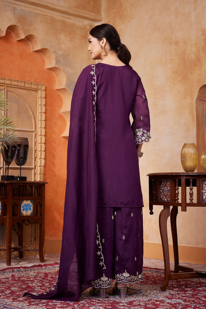 Anaita Wine Readymade Suit with Embroidery Work - Dista