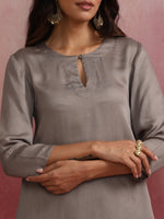 Thumbnail for trueBrowns Grey High low Kurta Set
