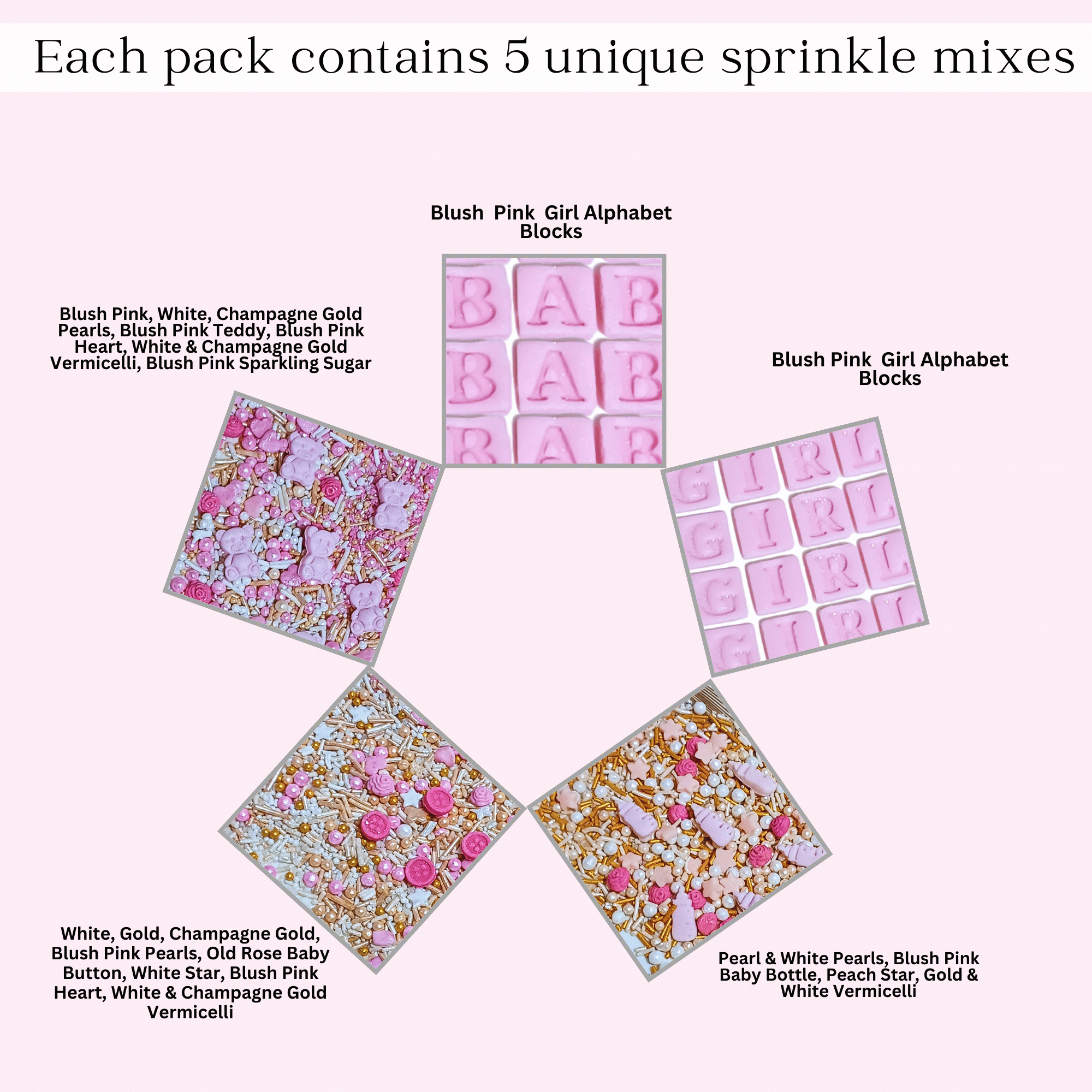 confect girls baby shower sprinkles edible sprinkles mix heart teddy baby feed bottle baby feet sprinkles pack of 5 baby shower 24