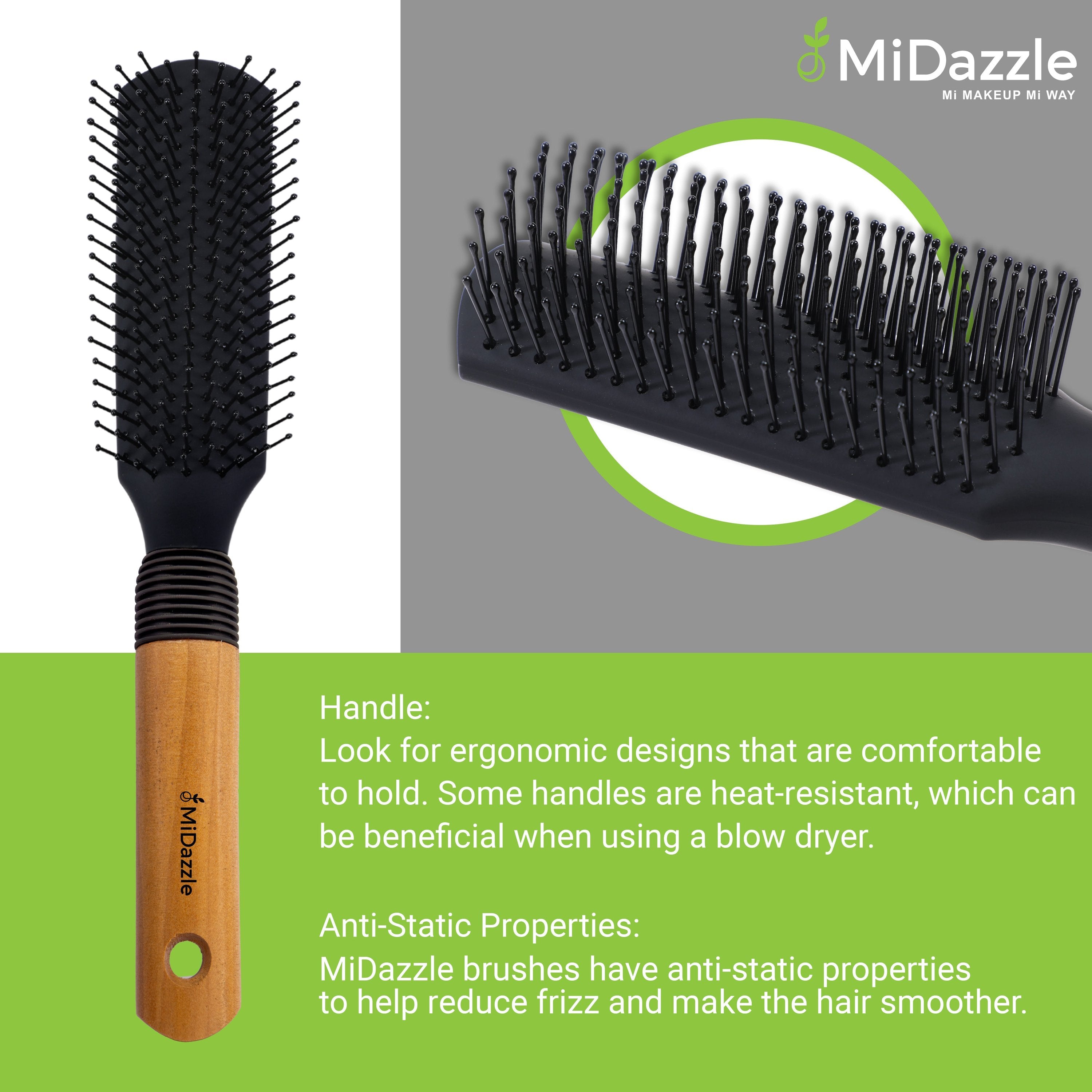MiDazzle Hair Brush (Wooden) MIHB0036 - Distacart