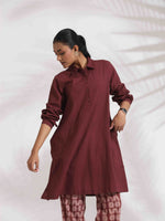 Thumbnail for trueBrowns Brown Cotton Solid Kurta Co-ord Set