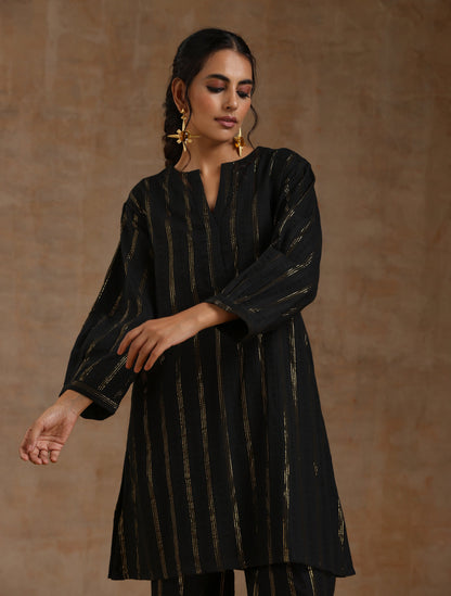 trueBrowns Black Gold Cotton Relaxed Co-Ord Set - Distacart