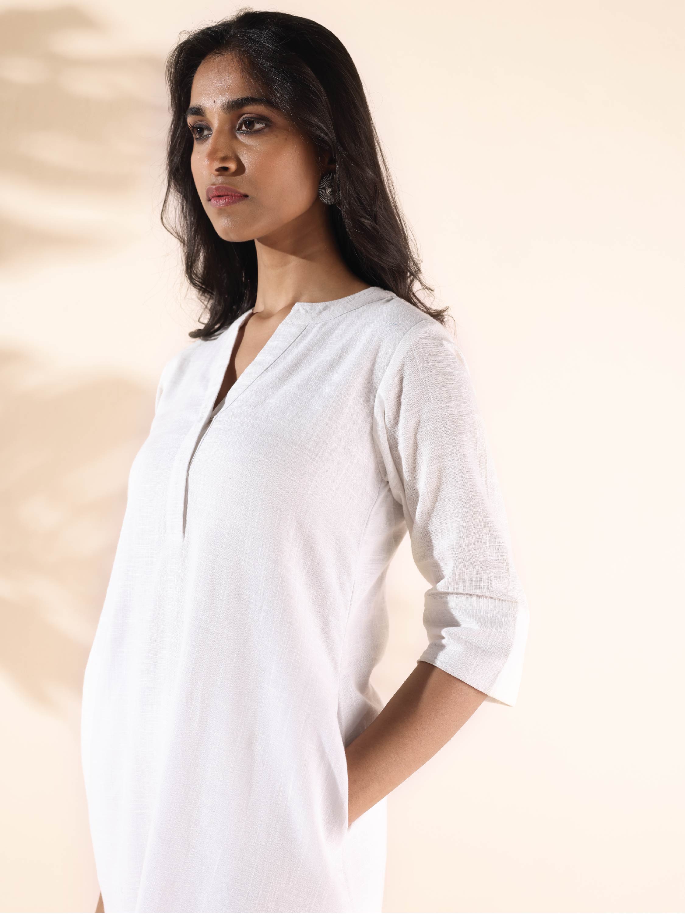 trueBrowns White Cotton Relaxed Co-ord Set - Distacart